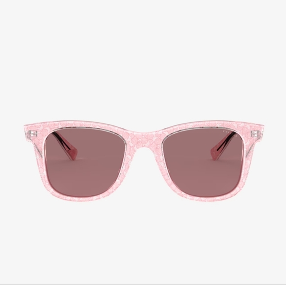 COACH LEGACY STRIPE SQUARE BURGUND/ PINK GLITTER SIGNATURE C SUNGLASSES - Picture 2 of 6